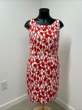 Talbots Red and White Sleeveless Sheath Dress